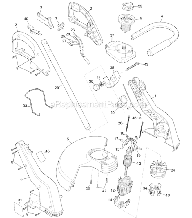 Page A Diagram and Parts List for ST6050 Type 1 Black and Decker Trimmer
